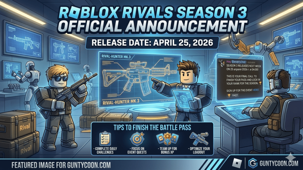 Discord announcement from developer Nosniy confirming Season 3 release date and rank lock.